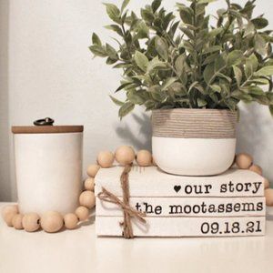 Custom Wedding Farmhouse Book Stack Home Decor